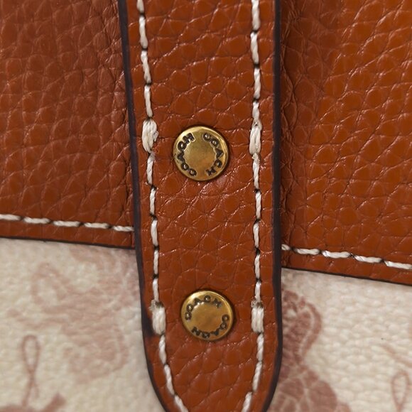 Coach Horse And Carriage Print White And Brown Bag - Picture 3 of 11